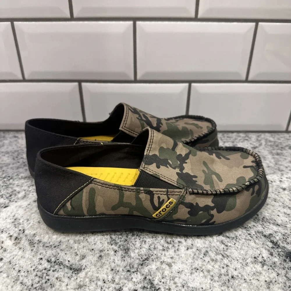 CROCS Canvas Camo Loafers Kids Youth 4‎ Lightweight Water Shoes
